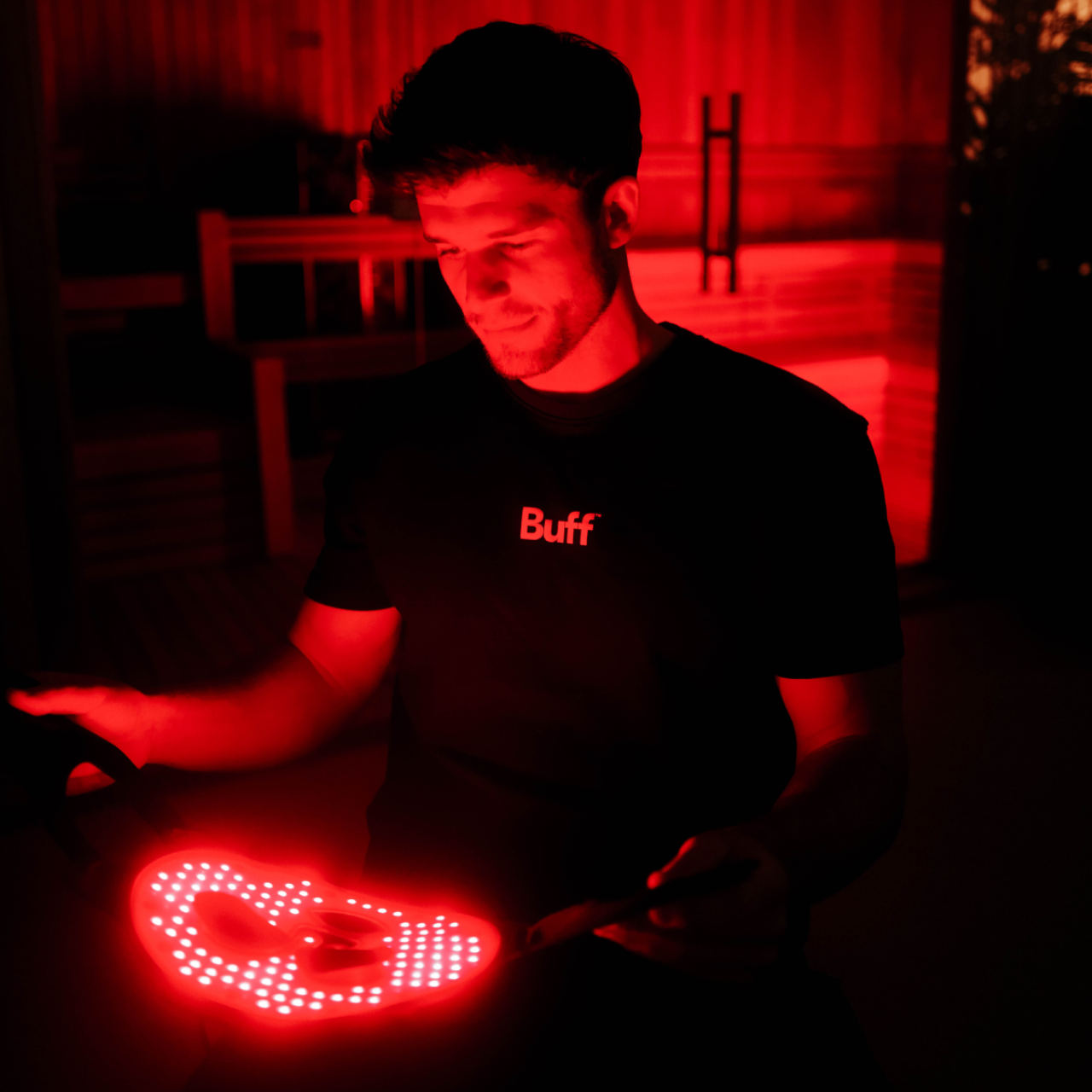 Red Buff Mask LED Face Mask for Men | Facial UV Red Light Therapy | Buff
