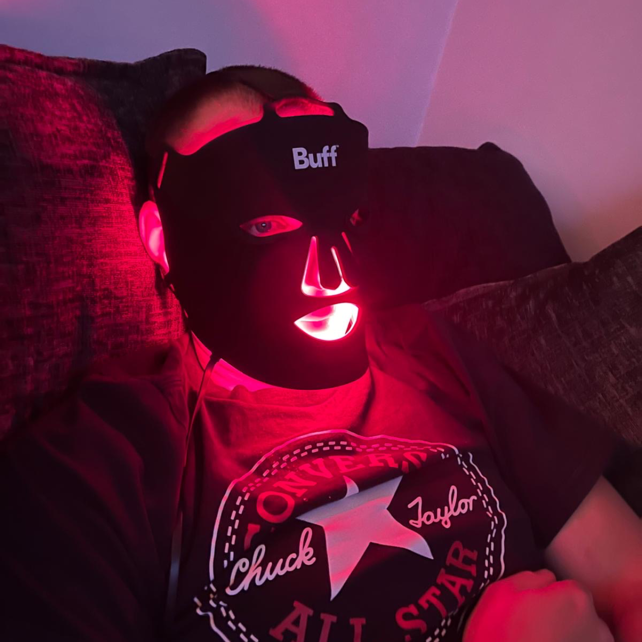 Red Buff Mask LED Face Mask for Men | Facial UV Red Light Therapy | Buff